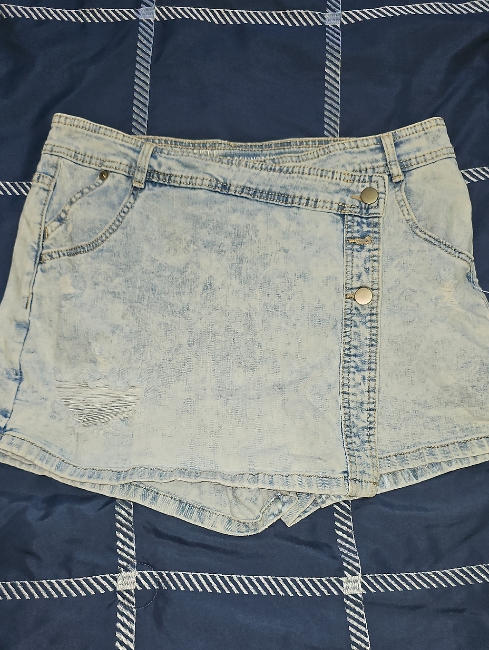No Boundaries Washed Blue Denim Skort